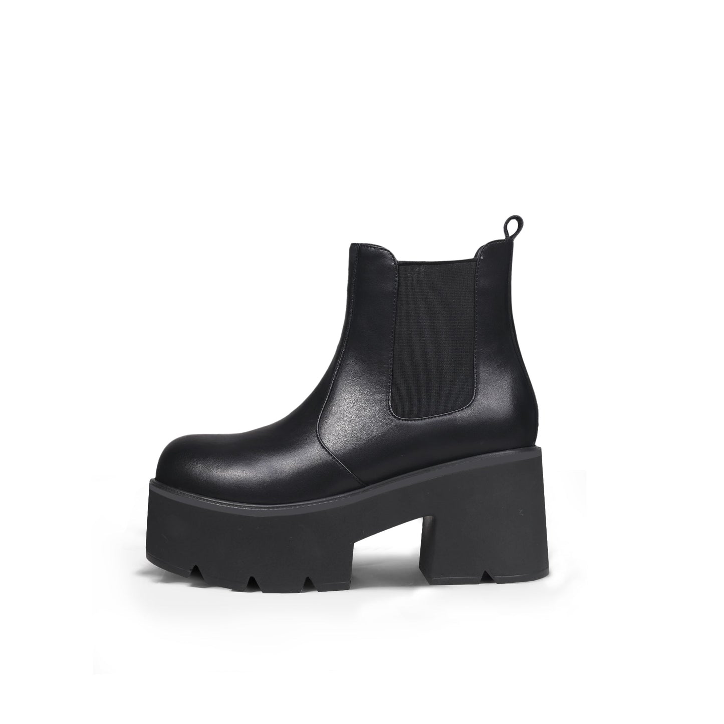 Thick Heel Paneled Black Platform Boots-0