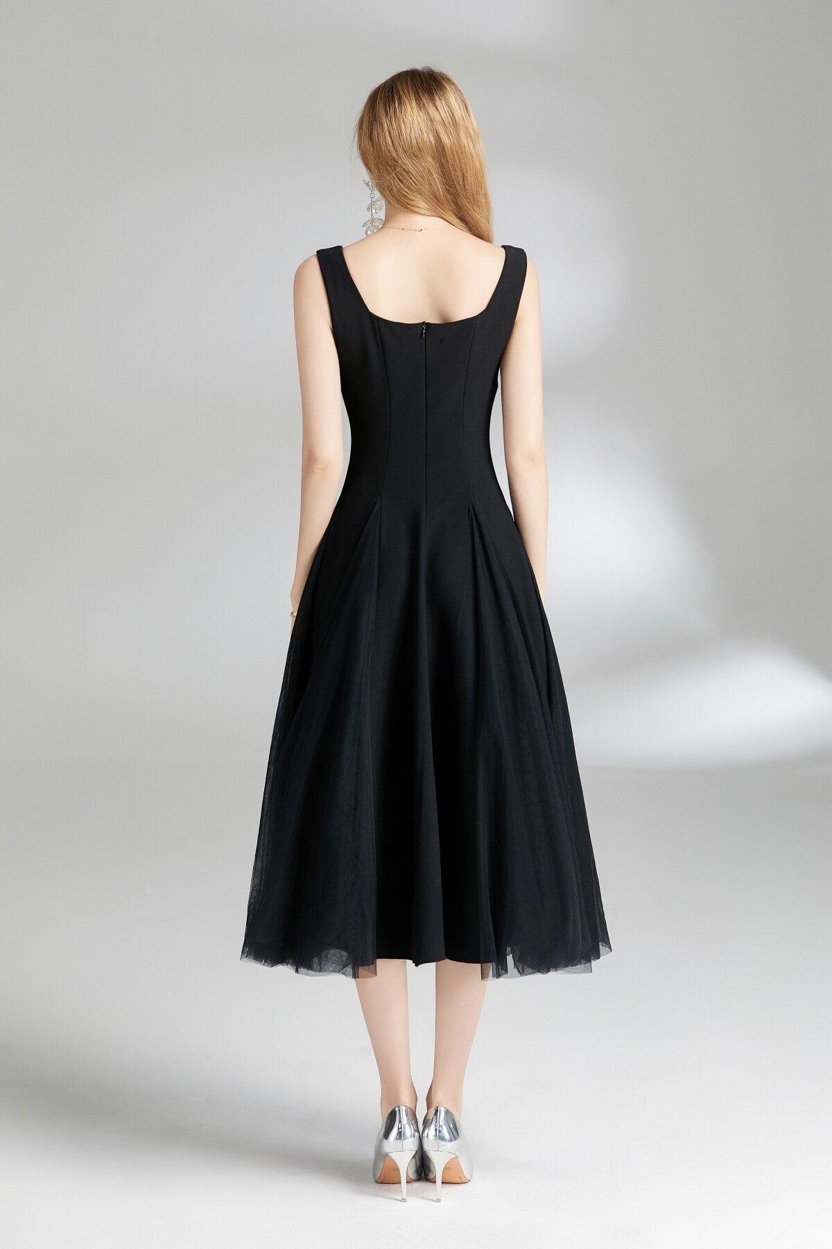 Thick Strap Tulle Puffy Fairy Midi Dress-3