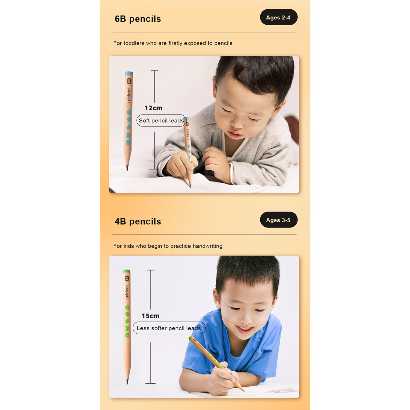 Thick Triangular Pencils - 2B 6pcs-4