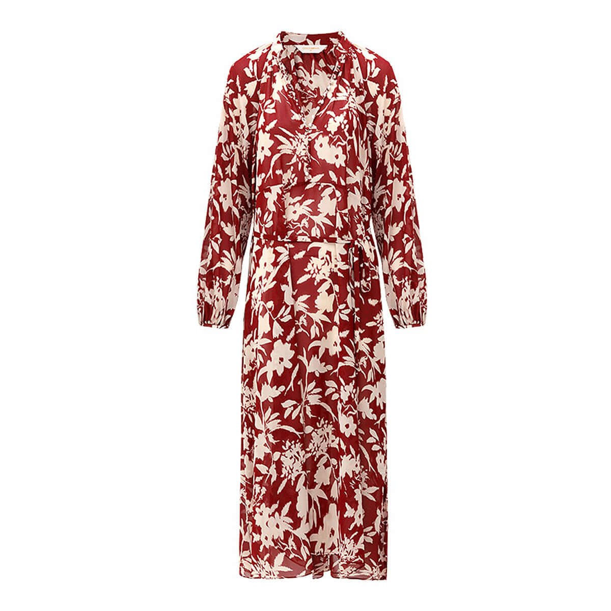 Two-Piece Chiffon Wine Floral Dress Set-4