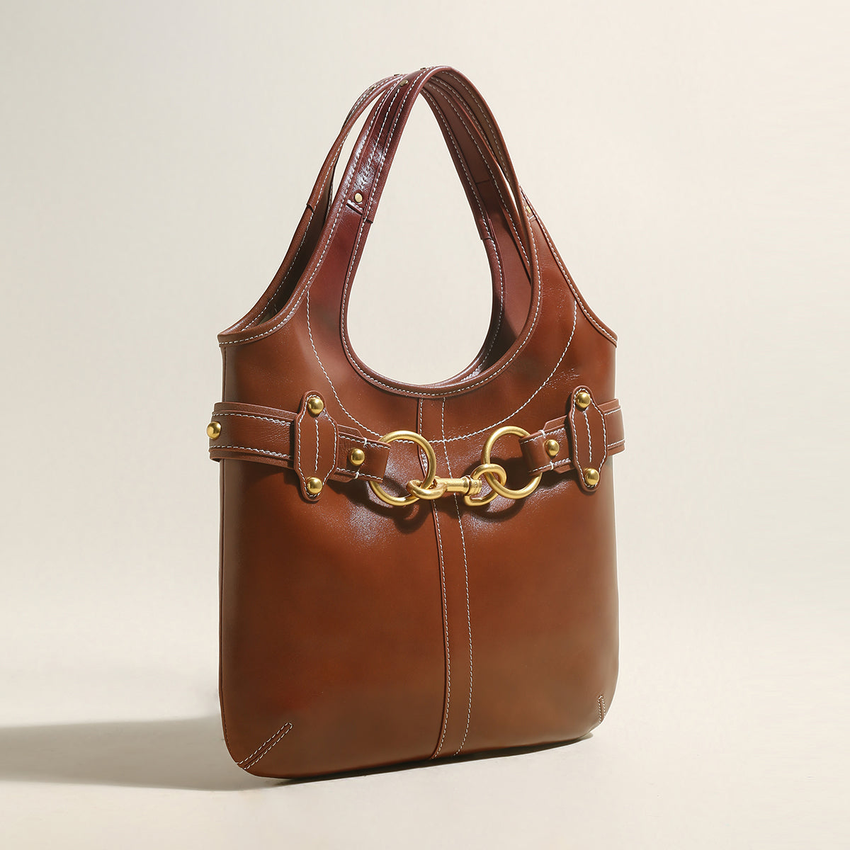 Vintage Belted Leather Bag-4