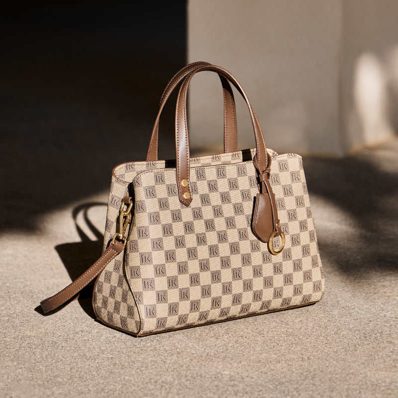 Vintage Checkered Large Capacity Shoulder Bag-1