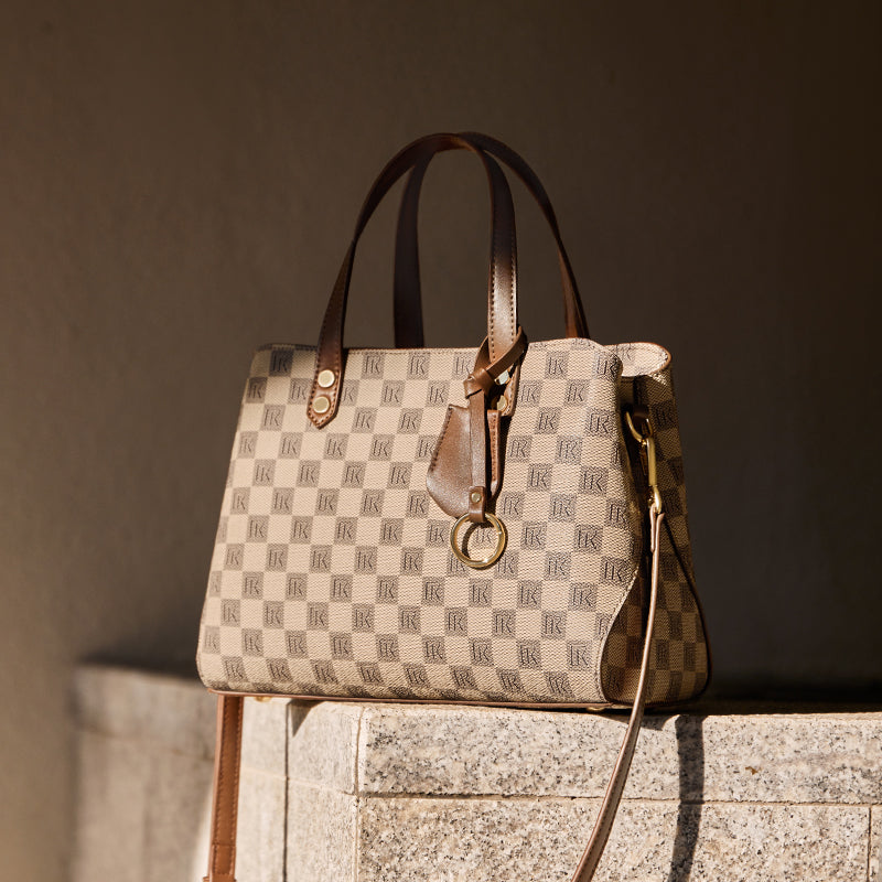 Vintage Checkered Large Capacity Shoulder Bag-2