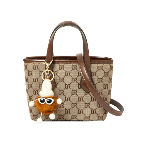 Vintage Patterned Khaki Top Handle Bag-0