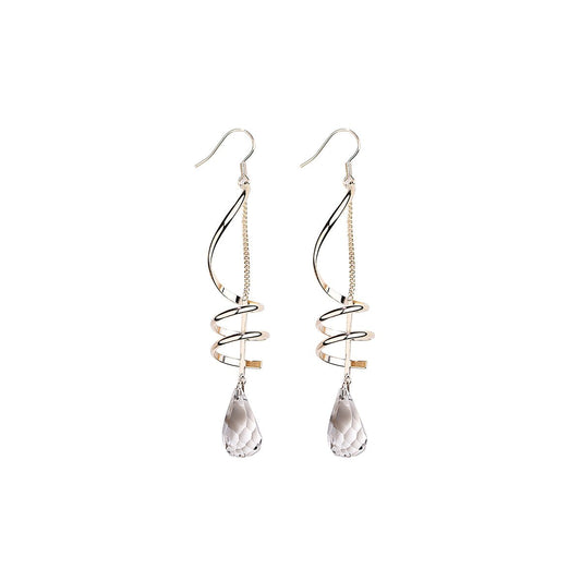 Wavy Chandelier Gold Earrings-0