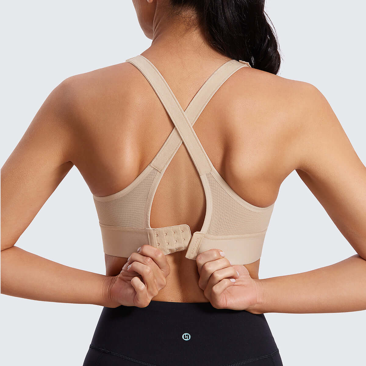 Zip Front Large Padded High Impact Sports Bra-2